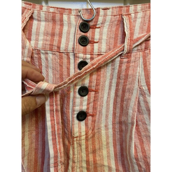 Free People Moon Bay Parachute Shorts Pink New 4 linen blend striped belted - Picture 2 of 9